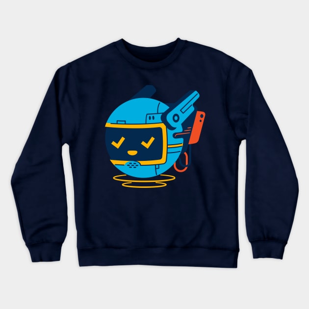 Cute Flying Robot Crewneck Sweatshirt by waltzart